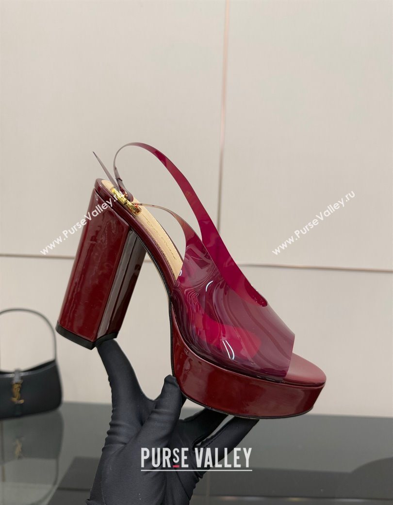 Gianvito Rossi PVC Platform Sandals 11.5cm Burgundy 2025 0827 (SYT-250827043)