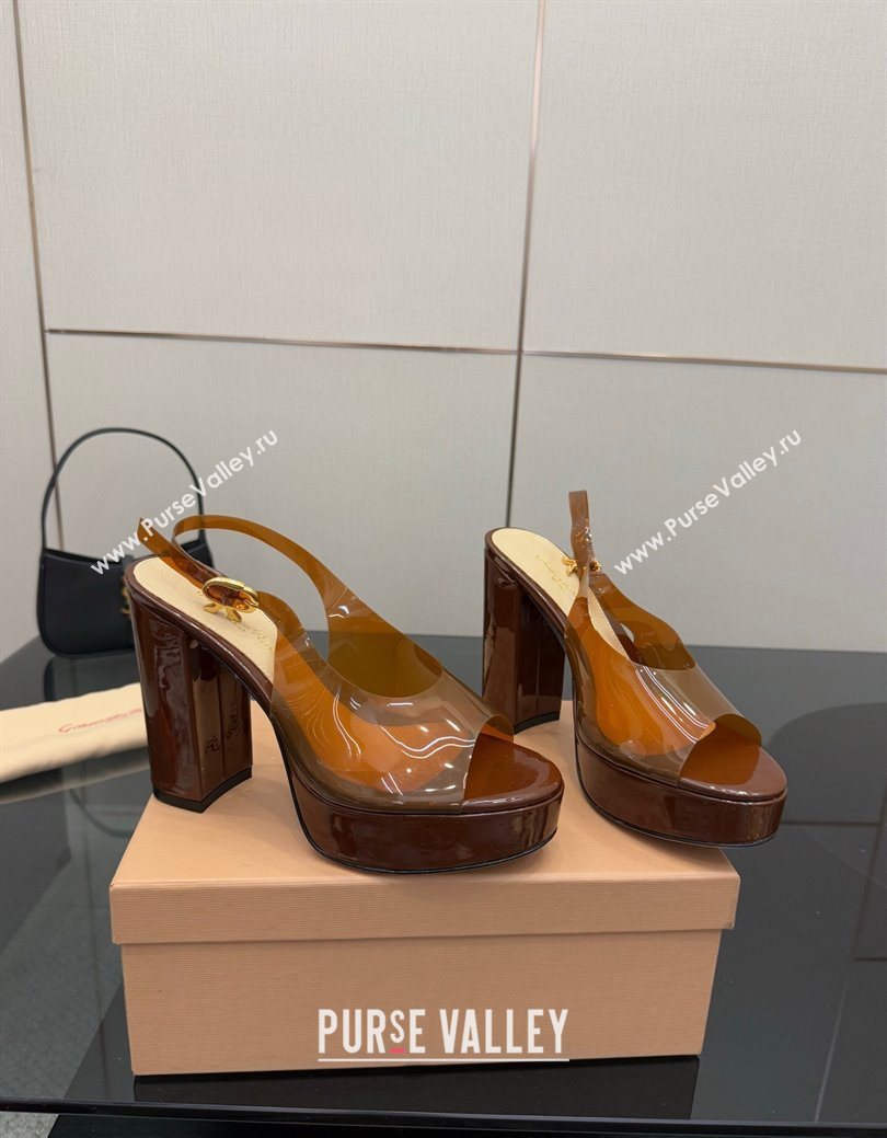 Gianvito Rossi PVC Platform Sandals 11.5cm Brown 2025 0827 (SYT-250827044)