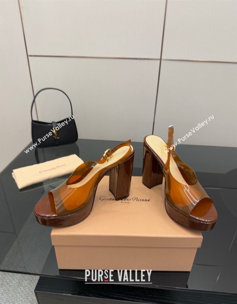 Gianvito Rossi PVC Platform Sandals 11.5cm Brown 2025 0827 (SYT-250827044)