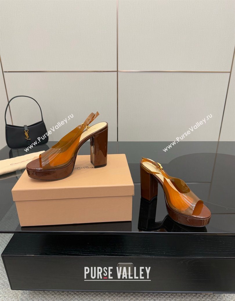 Gianvito Rossi PVC Platform Sandals 11.5cm Brown 2025 0827 (SYT-250827044)