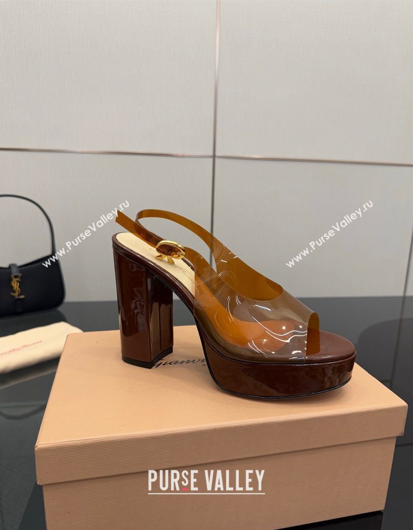 Gianvito Rossi PVC Platform Sandals 11.5cm Brown 2025 0827 (SYT-250827044)