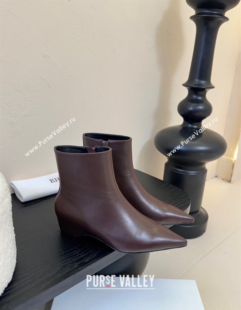 Khaite Lambskin Wedge Ankle Boots Brown 2025 0827 (MD-250827048)