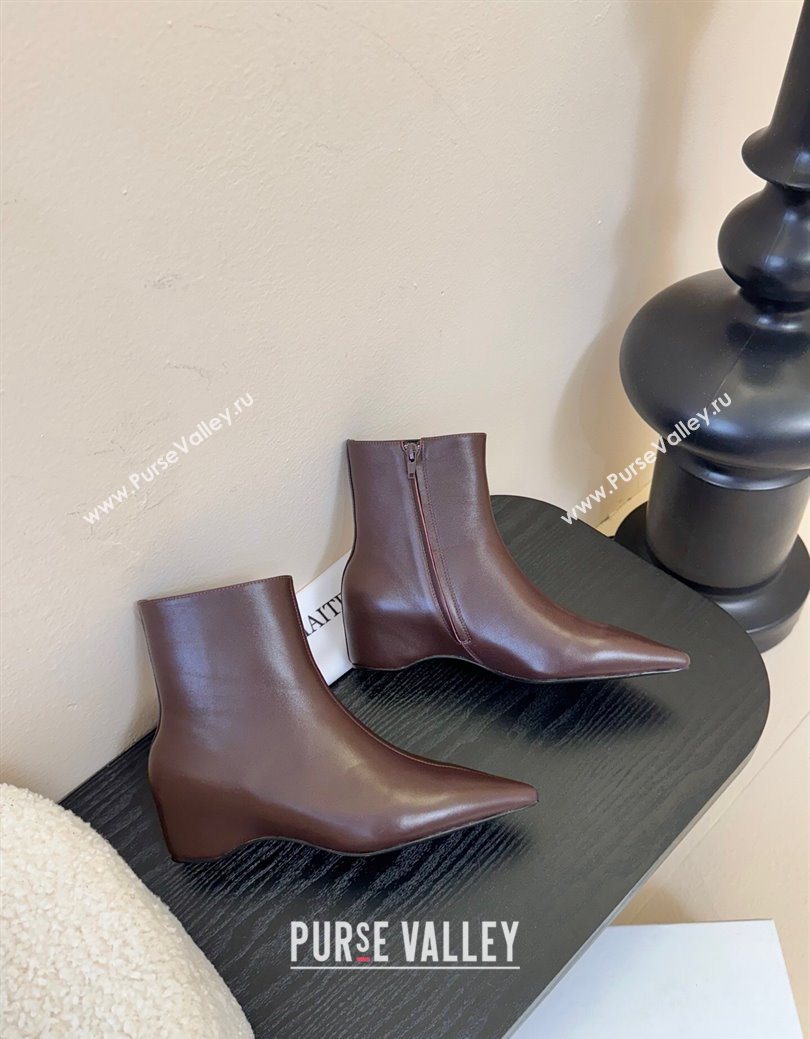 Khaite Lambskin Wedge Ankle Boots Brown 2025 0827 (MD-250827048)