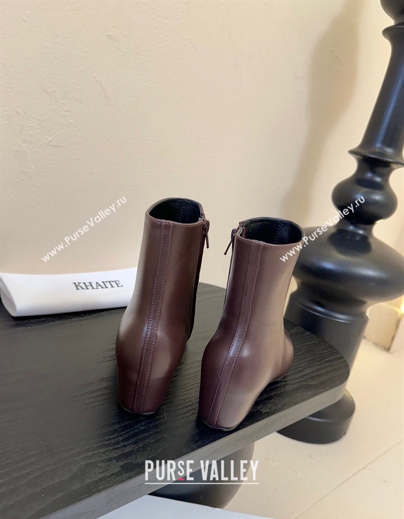 Khaite Lambskin Wedge Ankle Boots Brown 2025 0827 (MD-250827048)