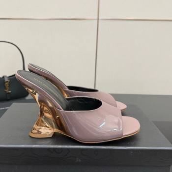 Dries Van Noten Patent Leather Wedge Slides Sandal 10.5cm Grey 2025 0827 (MD-250827038)