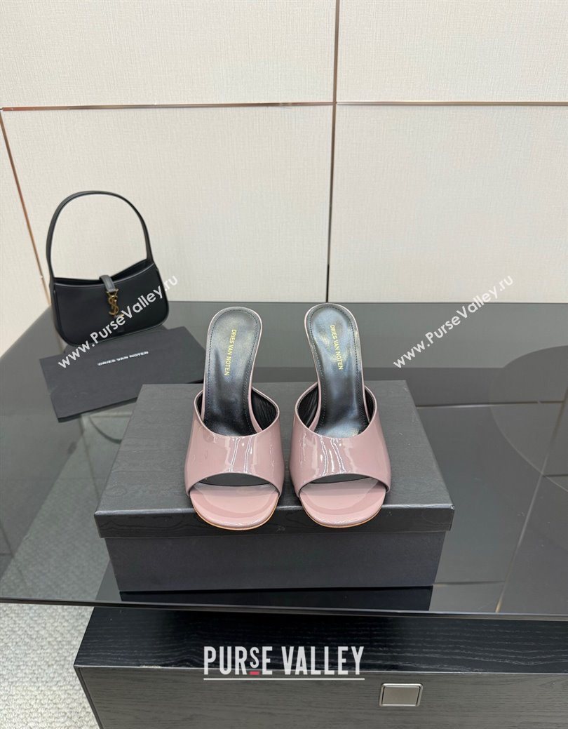 Dries Van Noten Patent Leather Wedge Slides Sandal 10.5cm Grey 2025 0827 (MD-250827038)
