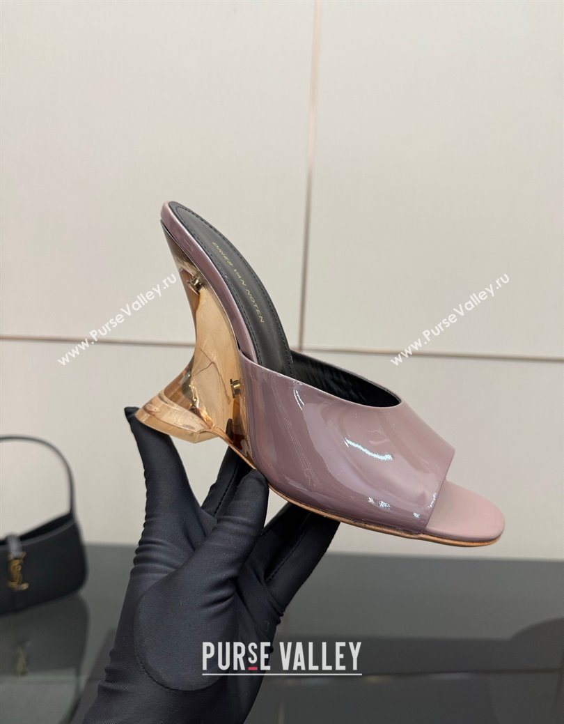 Dries Van Noten Patent Leather Wedge Slides Sandal 10.5cm Grey 2025 0827 (MD-250827038)