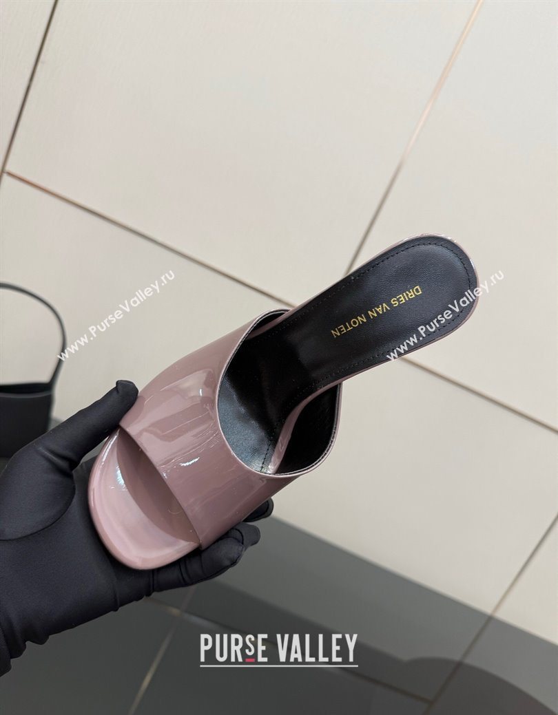 Dries Van Noten Patent Leather Wedge Slides Sandal 10.5cm Grey 2025 0827 (MD-250827038)