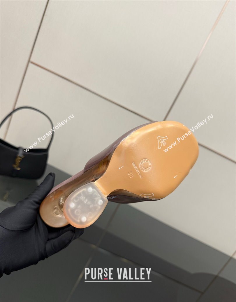 Dries Van Noten Patent Leather Wedge Slides Sandal 10.5cm Grey 2025 0827 (MD-250827038)