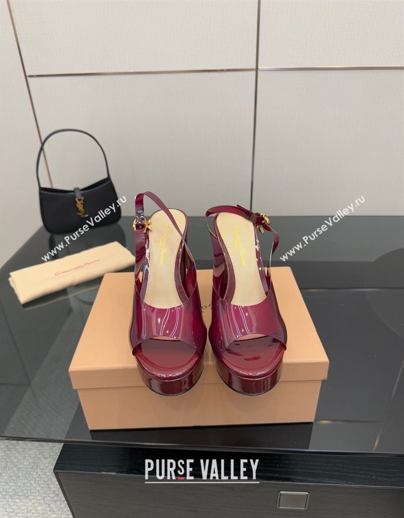 Gianvito Rossi PVC Platform Sandals 11.5cm Burgundy 2025 0827 (SYT-250827043)