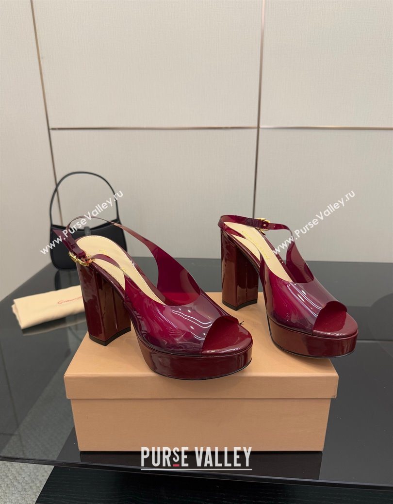 Gianvito Rossi PVC Platform Sandals 11.5cm Burgundy 2025 0827 (SYT-250827043)