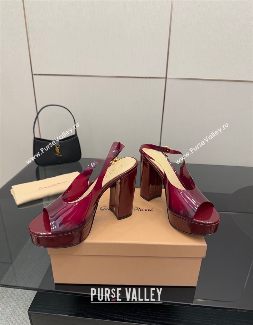 Gianvito Rossi PVC Platform Sandals 11.5cm Burgundy 2025 0827 (SYT-250827043)