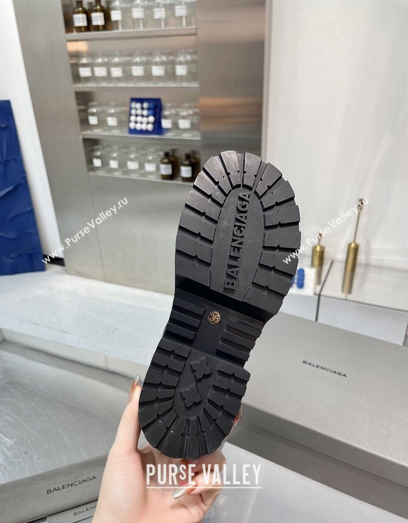 Balenciaga Womens Venom Mid Boots 5cm with Strap Buckle in Calfskin Leather Black 2025 1104 (XL-251104104)