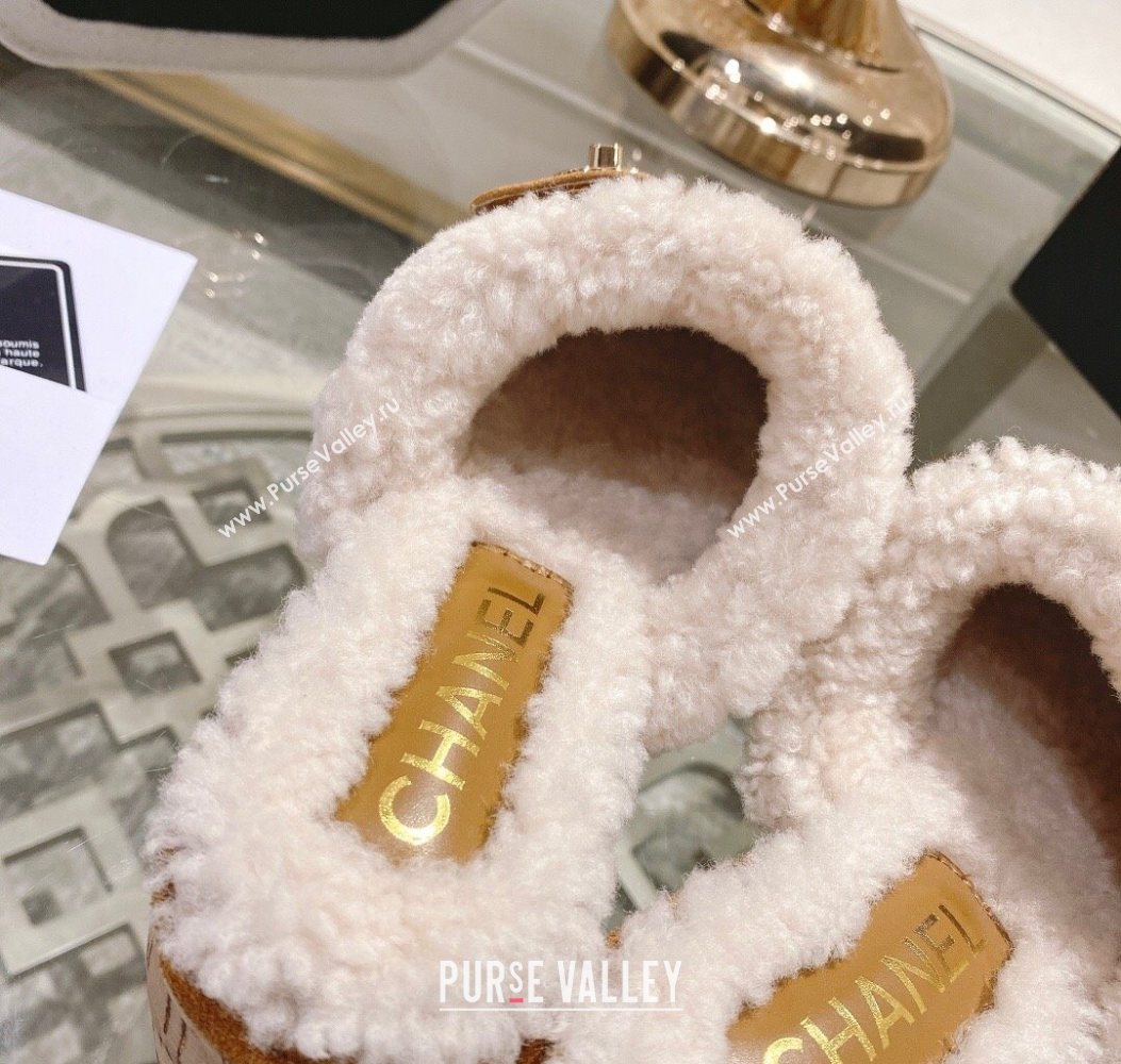 Chanel Quilted Suede and Wool Platform Mules with Strap Dark Beige 2025 CH110407 (MD-251104077)