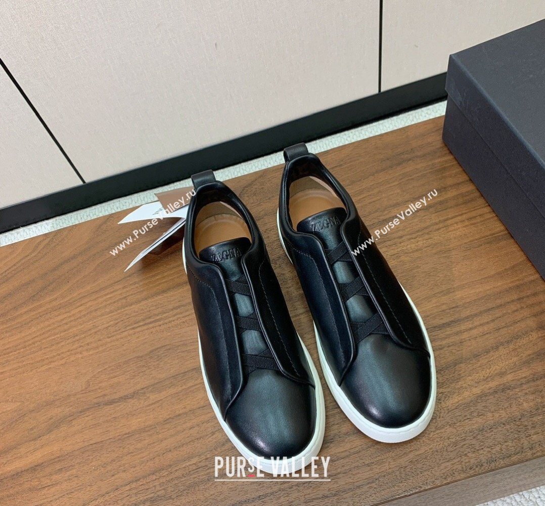 Zegna Mens Smooth Calfskin Leather Sneakers Black 2026 0204 (HH-260224006)