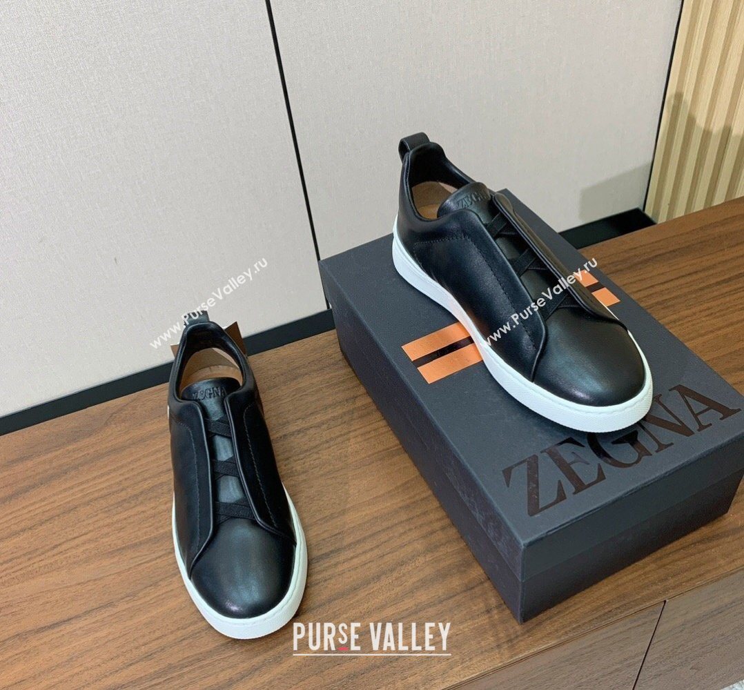 Zegna Mens Smooth Calfskin Leather Sneakers Black 2026 0204 (HH-260224006)