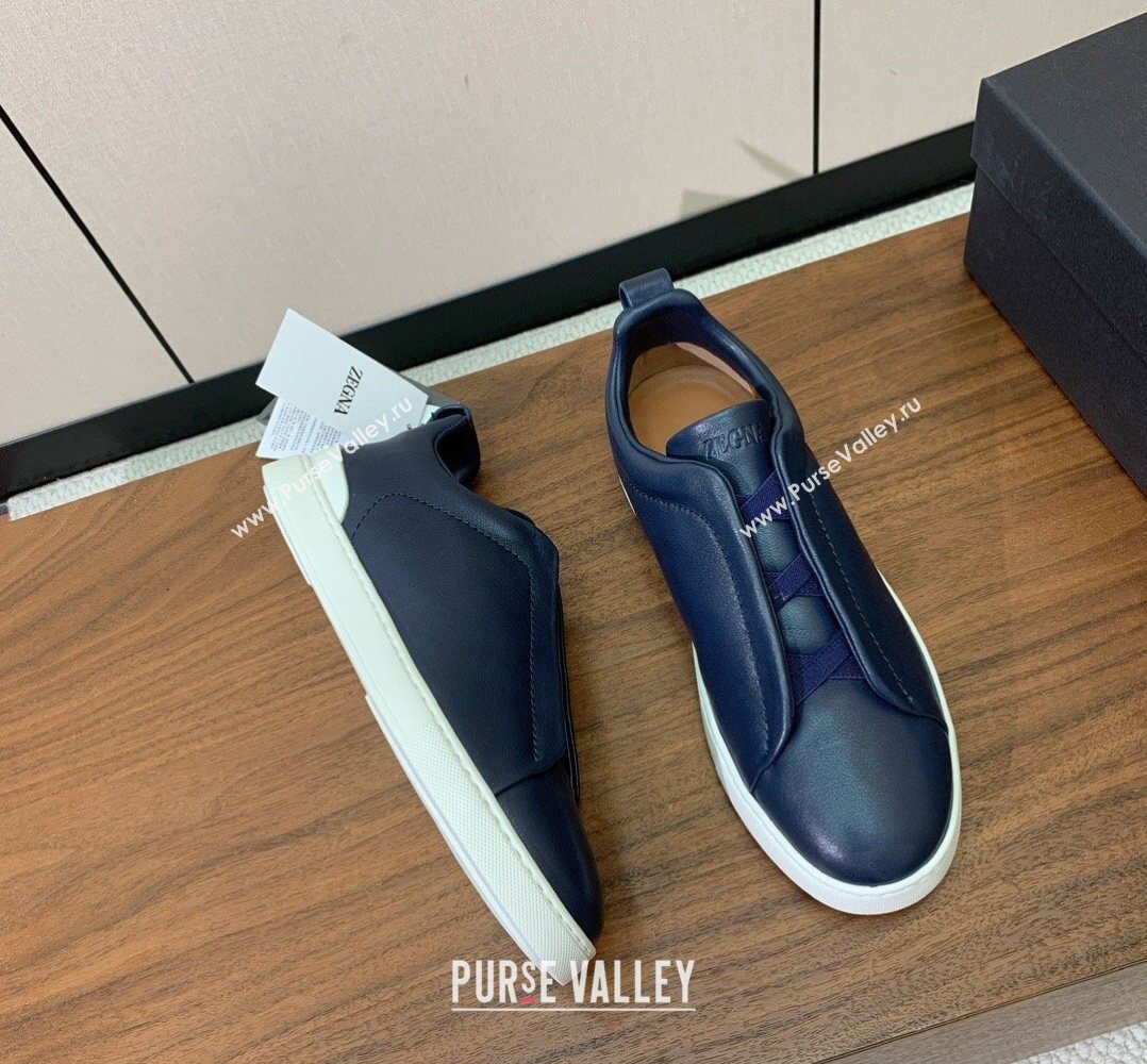 Zegna Mens Smooth Calfskin Leather Sneakers Blue 2026 0204 (HH-260224008)