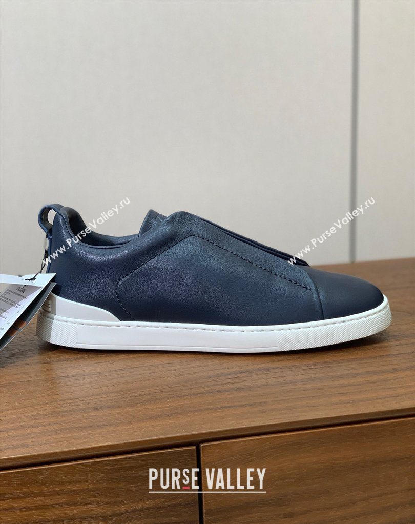 Zegna Mens Smooth Calfskin Leather Sneakers Blue 2026 0204 (HH-260224008)