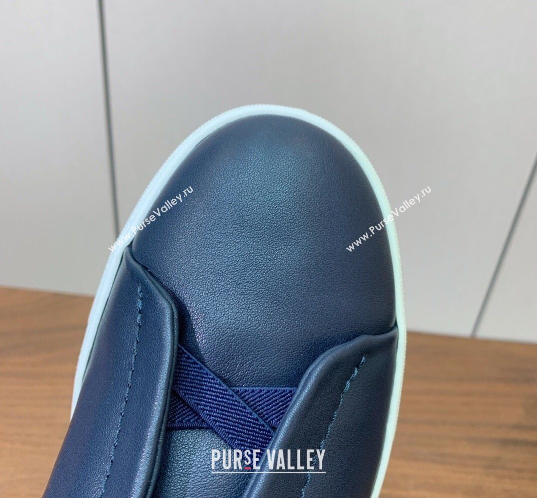 Zegna Mens Smooth Calfskin Leather Sneakers Blue 2026 0204 (HH-260224008)