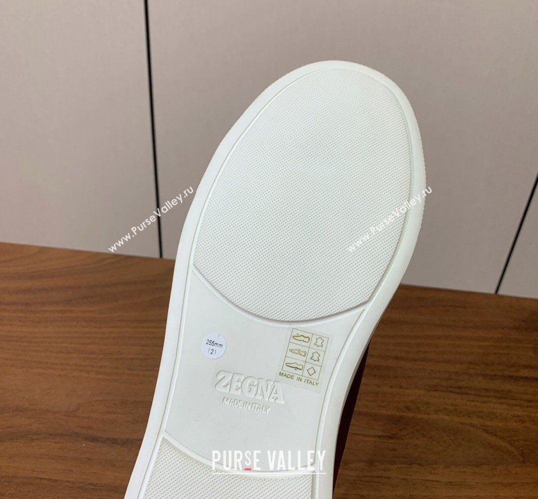 Zegna Mens Smooth Calfskin Leather Sneakers Dark Brown 2026 0204 (HH-260224011)