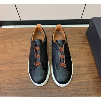 Zegna Mens Grained Leather Sneakers Black 2026 0204 (HH-260224013)