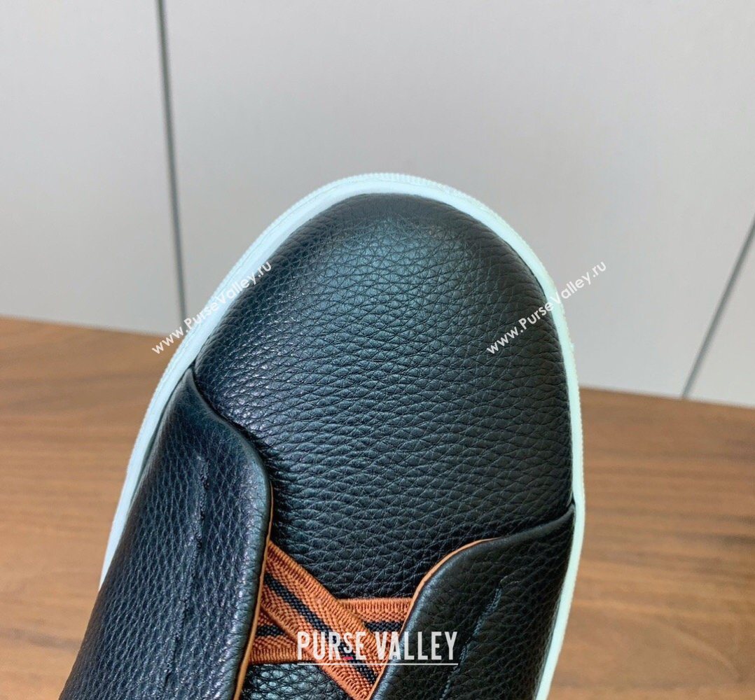 Zegna Mens Grained Leather Sneakers Black 2026 0204 (HH-260224013)