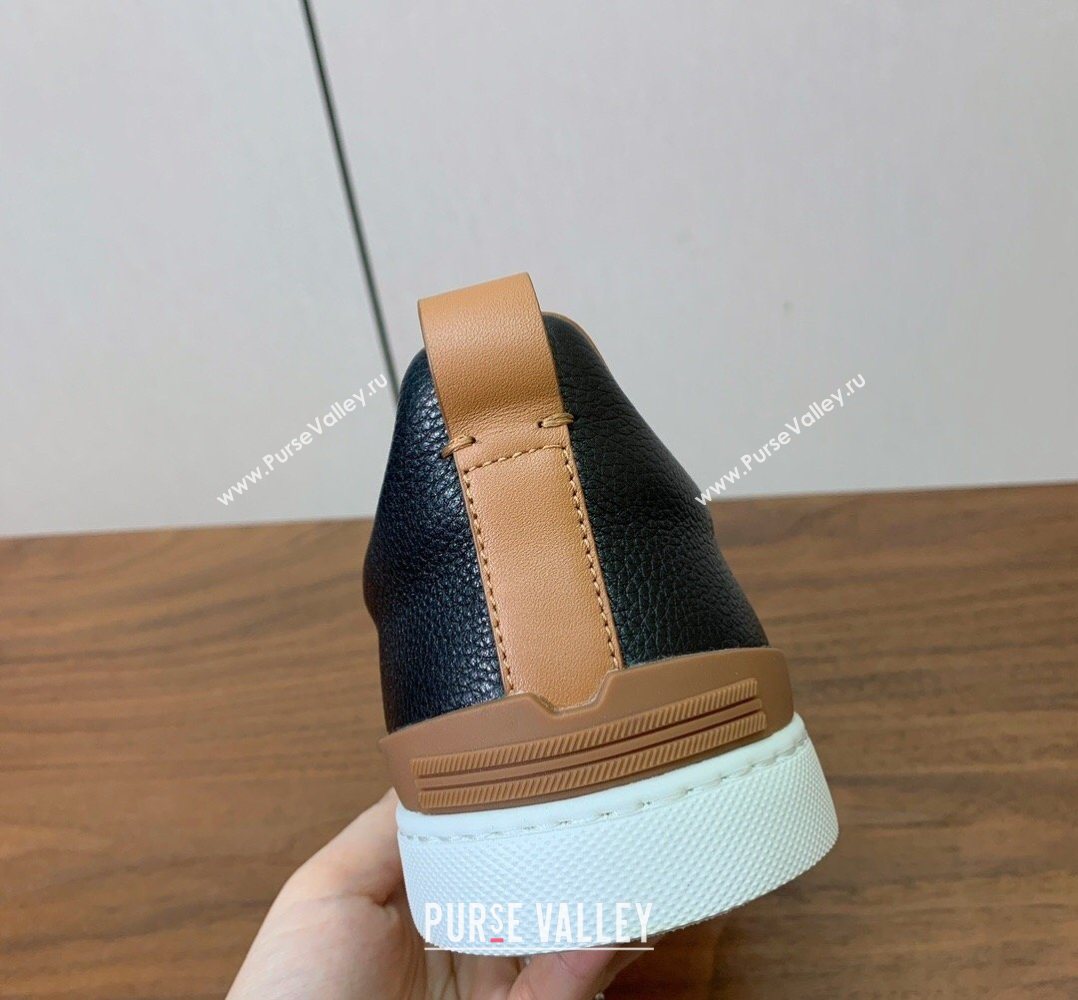 Zegna Mens Grained Leather Sneakers Black 2026 0204 (HH-260224013)