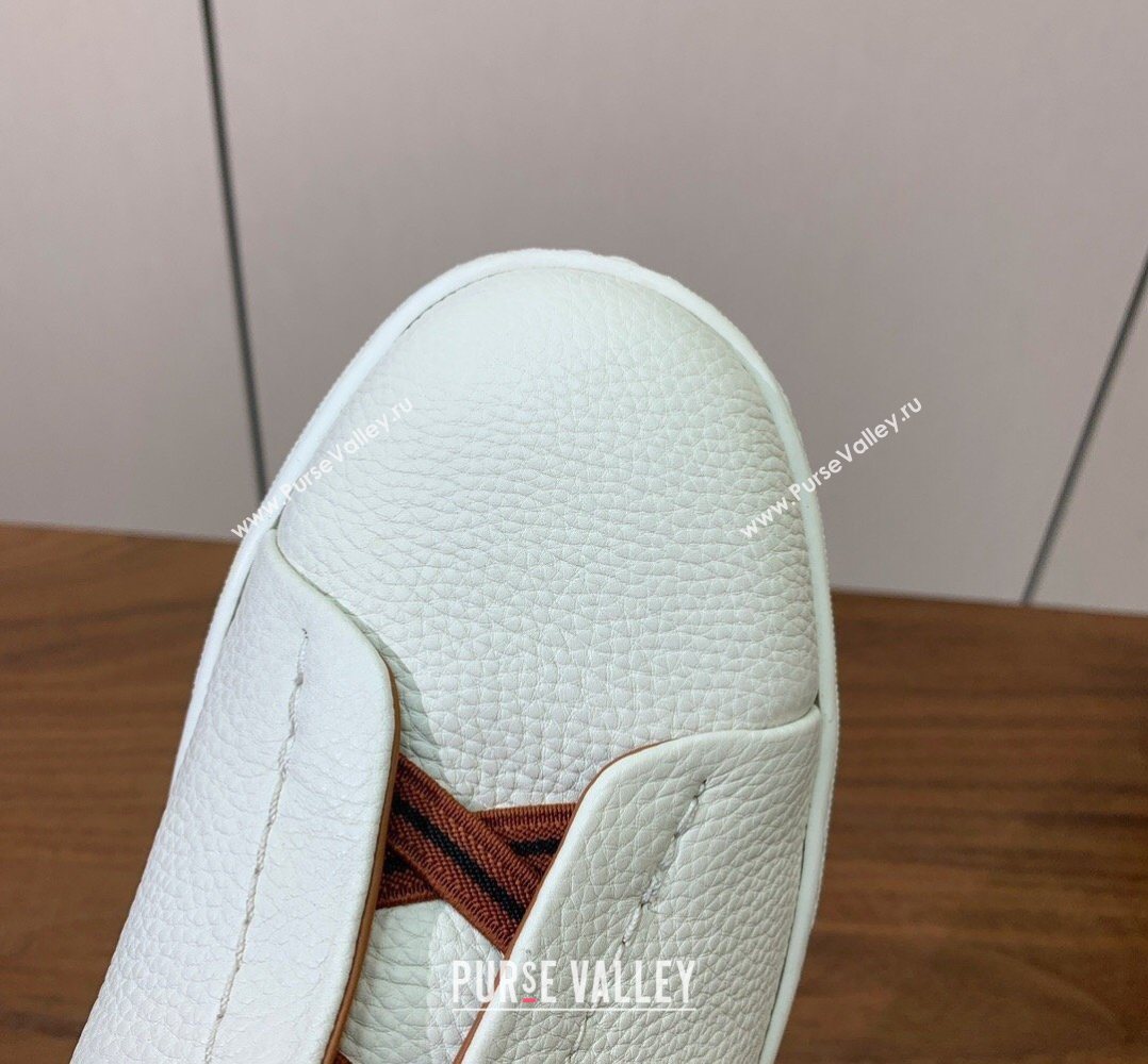Zegna Mens Grained Leather Sneakers White 2026 0204 (HH-260224014)