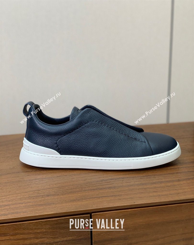 Zegna Mens Grained Leather Sneakers Blue 2026 0204 (HH-260224015)