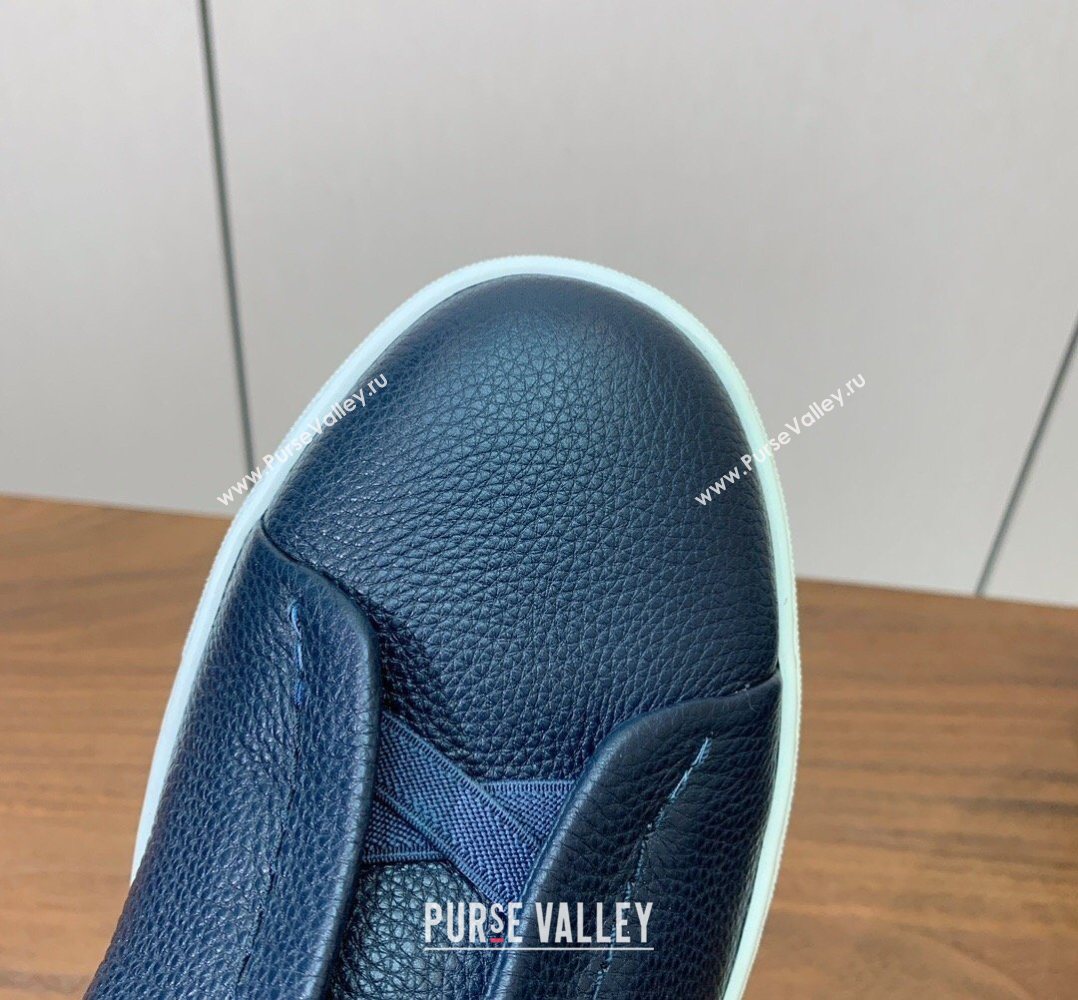 Zegna Mens Grained Leather Sneakers Blue 2026 0204 (HH-260224015)