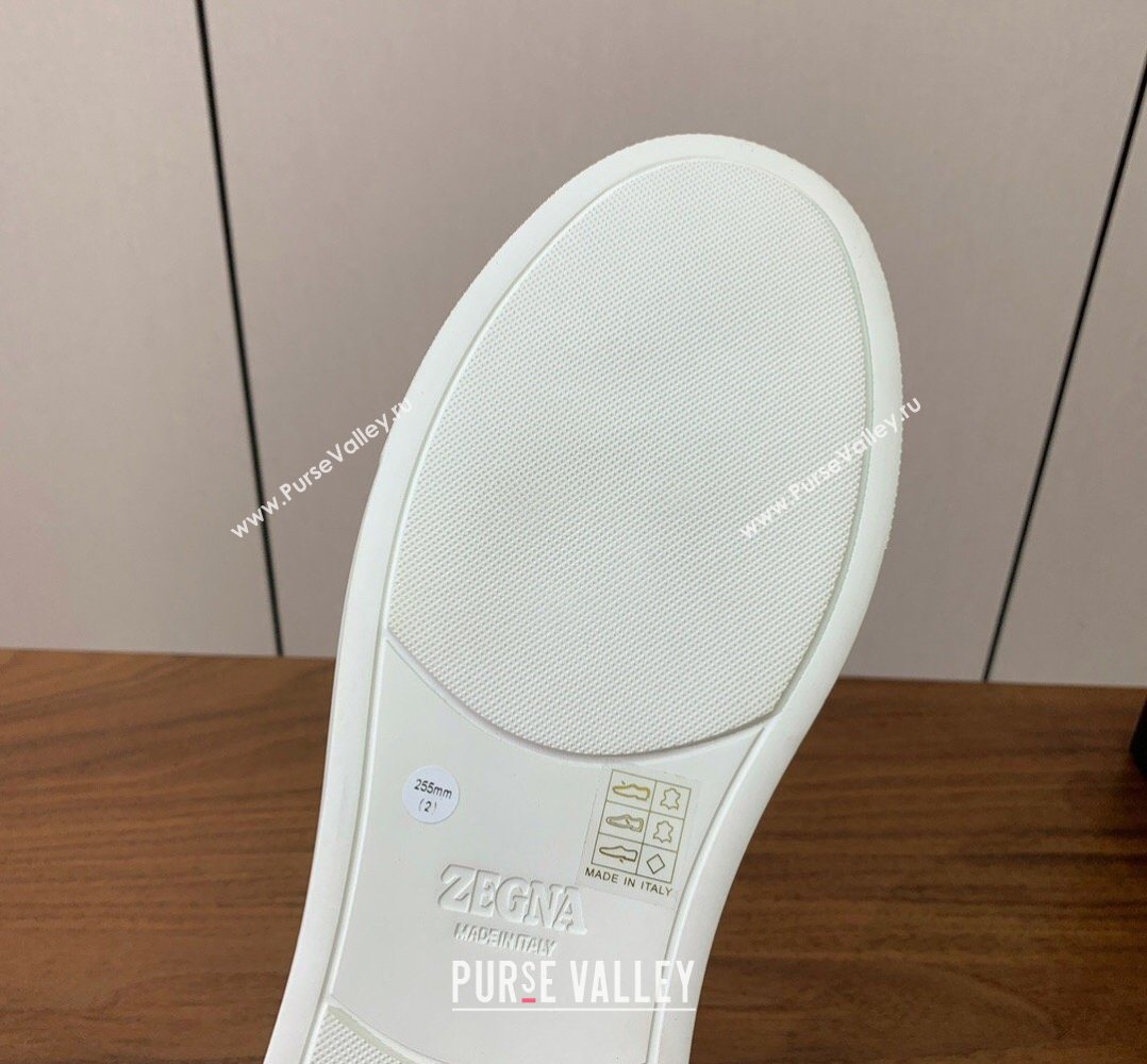 Zegna Mens Grained Leather Sneakers Dark Grey 2026 0204 (HH-260224017)