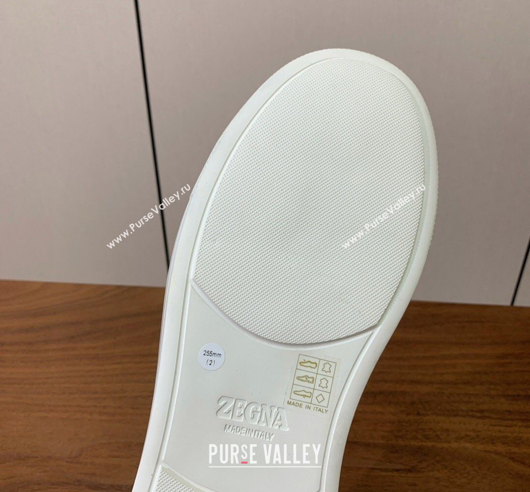 Zegna Mens Grained Leather Sneakers Dark Brown 2026 0204 (HH-260224018)