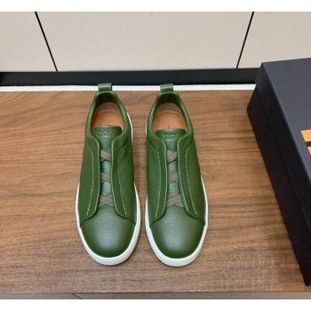 Zegna Mens Grained Leather Sneakers Green2 2026 0204 (HH-260224020)