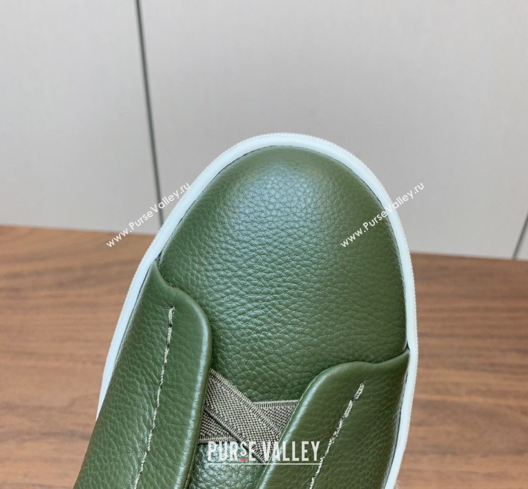 Zegna Mens Grained Leather Sneakers Green2 2026 0204 (HH-260224020)