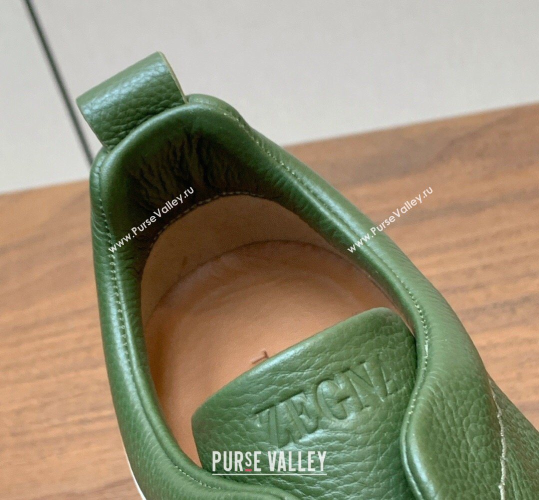 Zegna Mens Grained Leather Sneakers Green2 2026 0204 (HH-260224020)