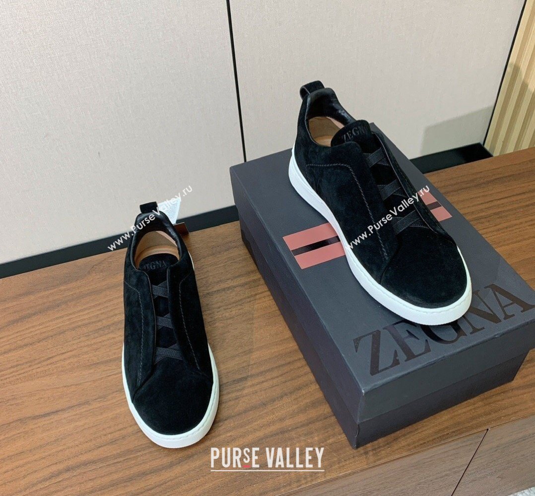 Zegna Mens Suede Sneakers Black 2026 0204 (HH-260224001)