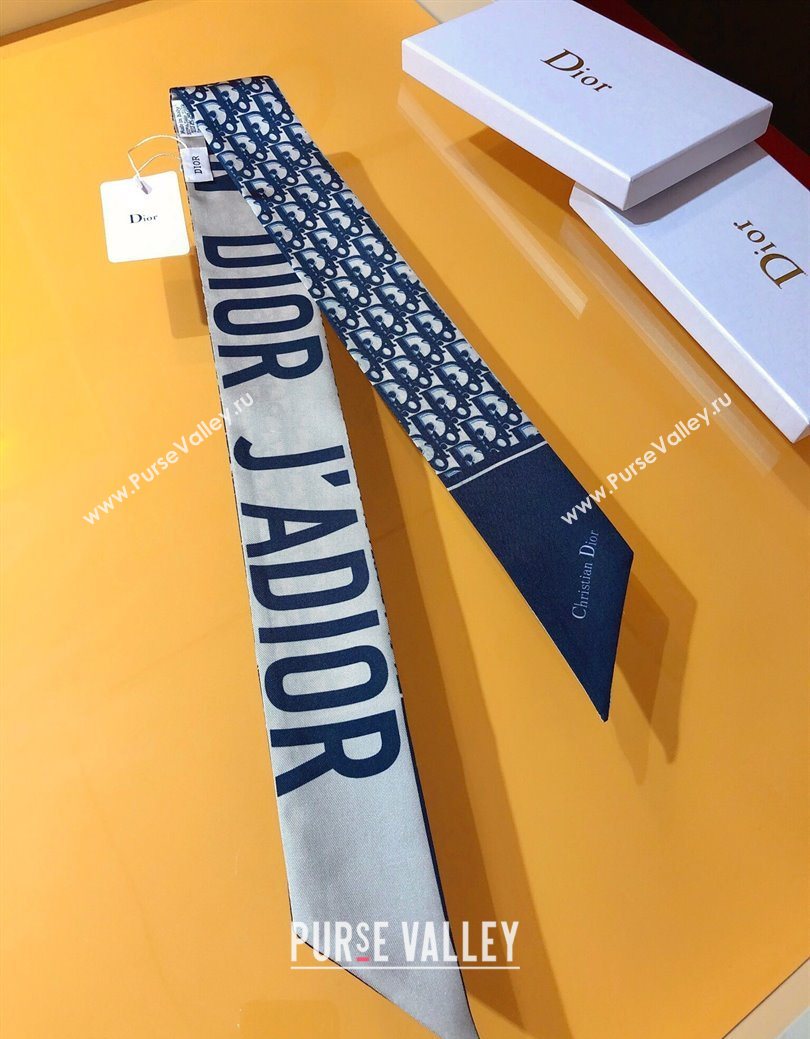 Dior Bandeau Silk Scarf 6x105cm Blue Oblique 2026 DR010601 (XMN-260106088)