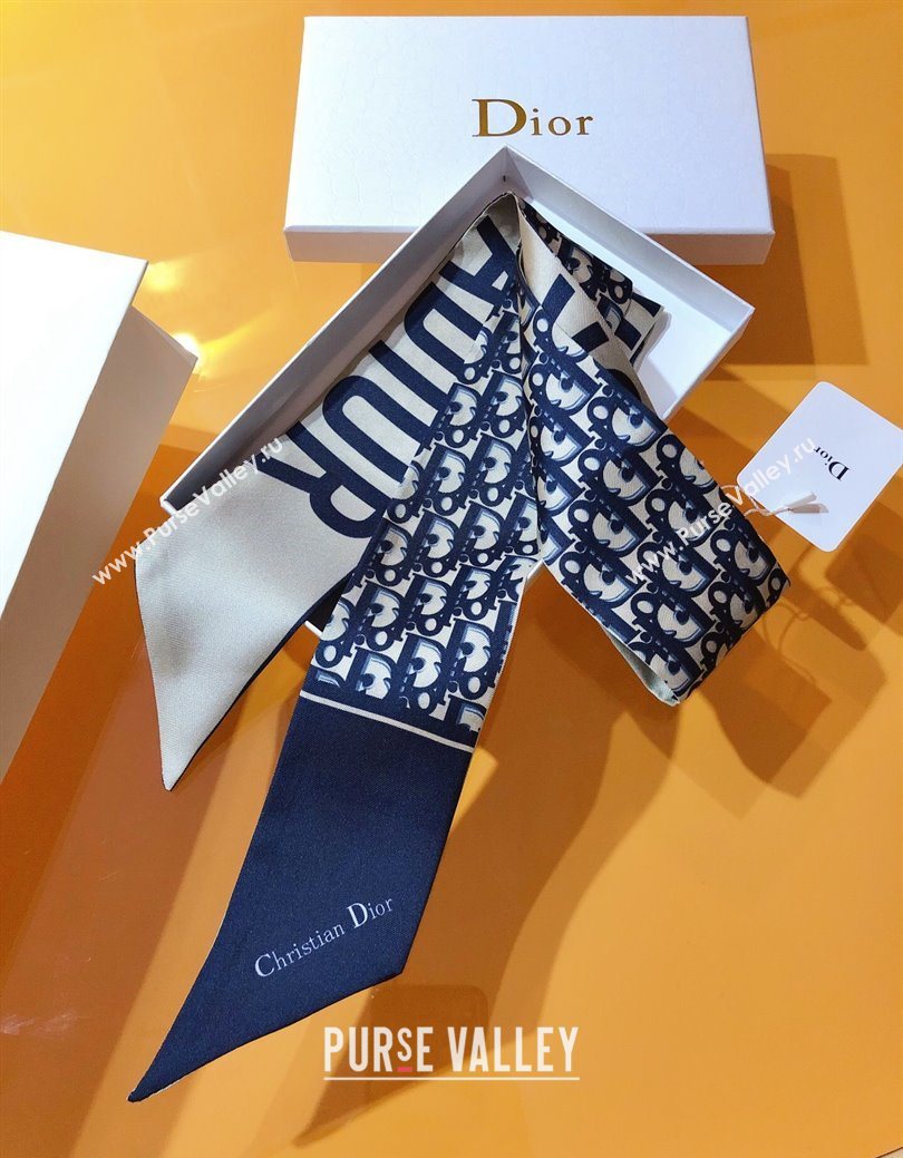 Dior Bandeau Silk Scarf 6x105cm Blue Oblique 2026 DR010601 (XMN-260106088)