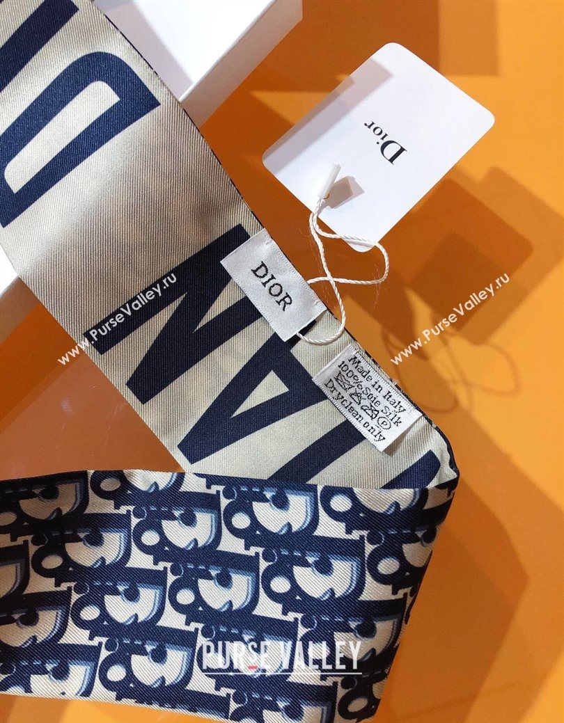 Dior Bandeau Silk Scarf 6x105cm Blue Oblique 2026 DR010601 (XMN-260106088)
