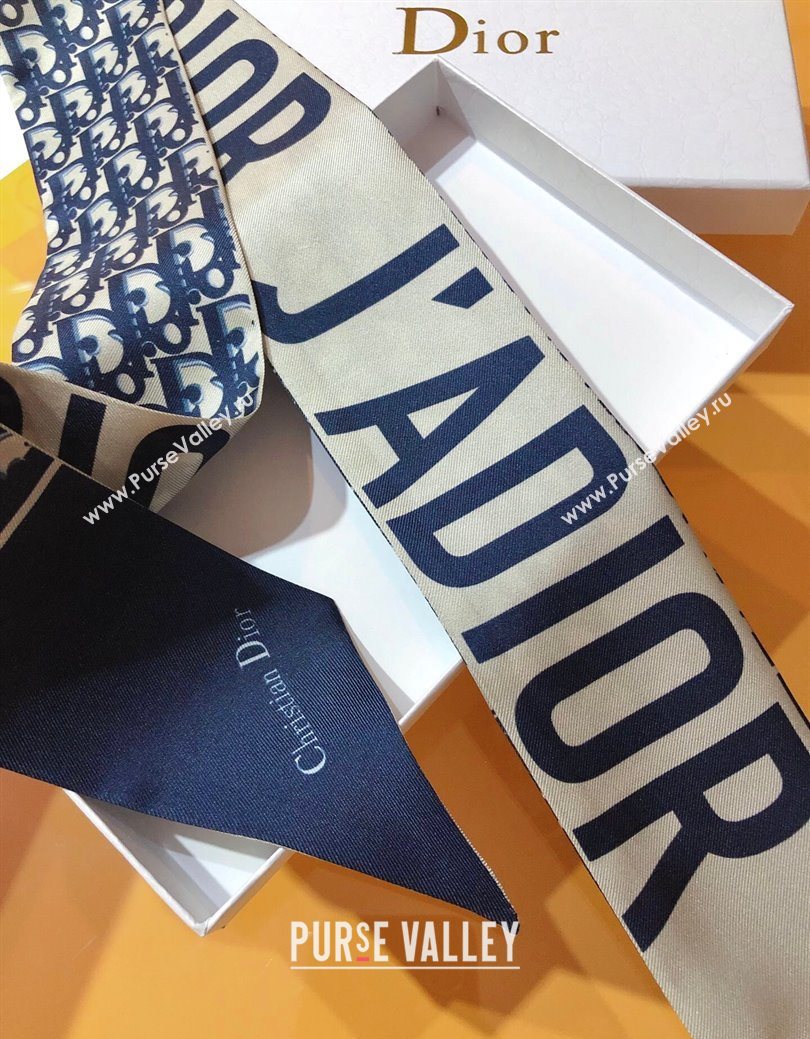 Dior Bandeau Silk Scarf 6x105cm Blue Oblique 2026 DR010601 (XMN-260106088)