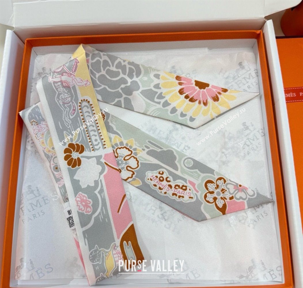 Hermes Couleur Silk Twilly Bandeau Scarf 5x86cm Grey 2026 (XMN-260106059)