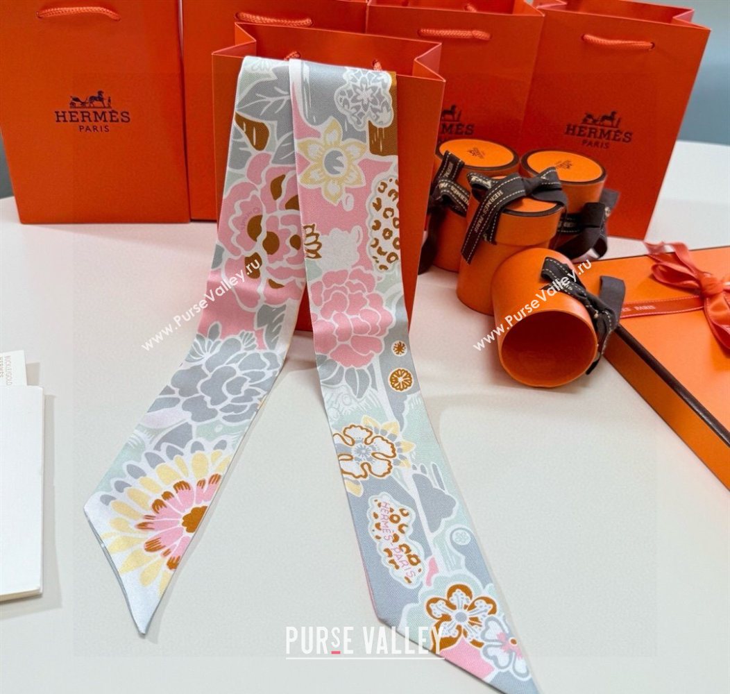 Hermes Couleur Silk Twilly Bandeau Scarf 5x86cm Grey 2026 (XMN-260106059)
