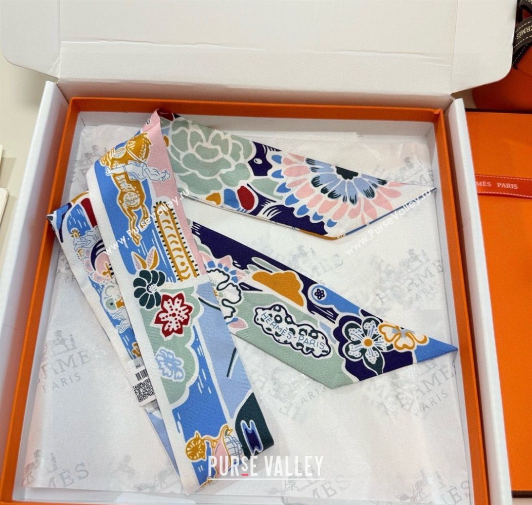 Hermes Couleur Silk Twilly Bandeau Scarf 5x86cm Blue 2026 (XMN-260106060)
