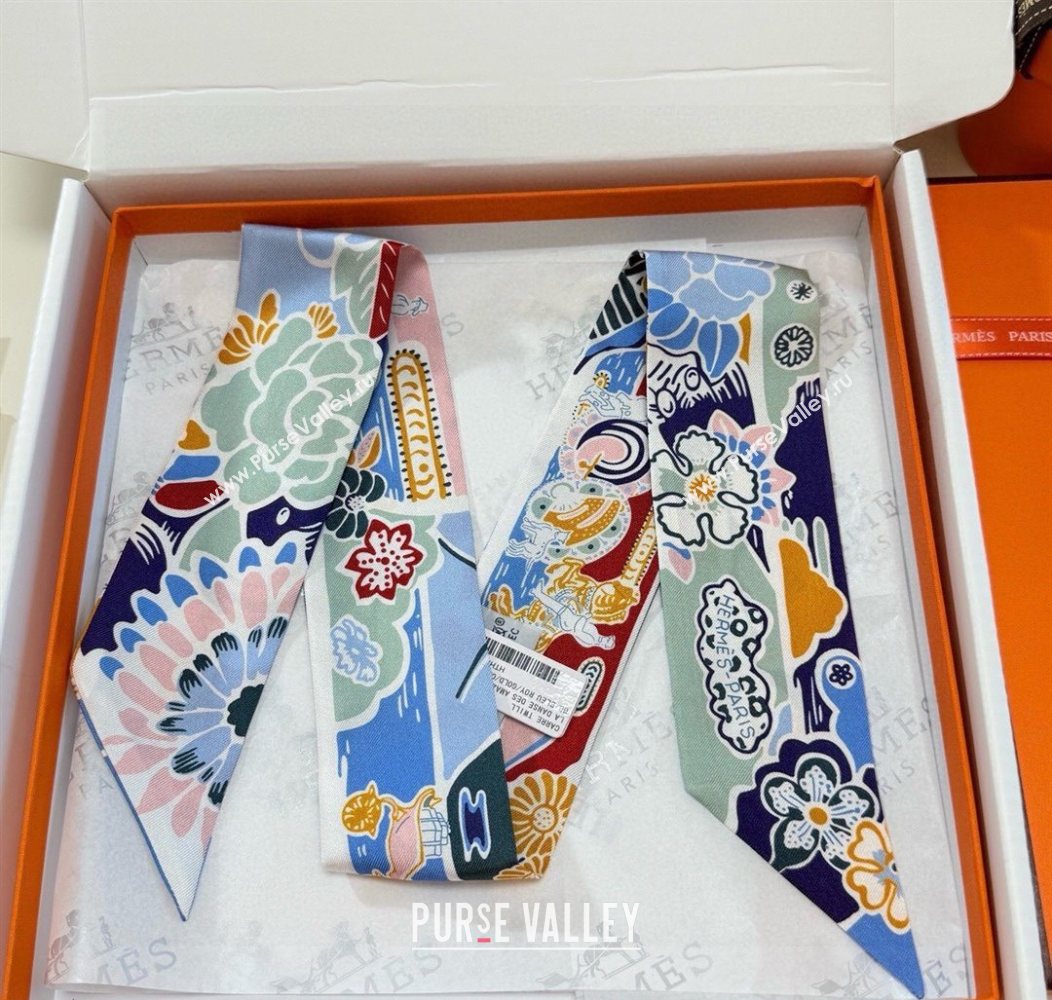 Hermes Couleur Silk Twilly Bandeau Scarf 5x86cm Blue 2026 (XMN-260106060)