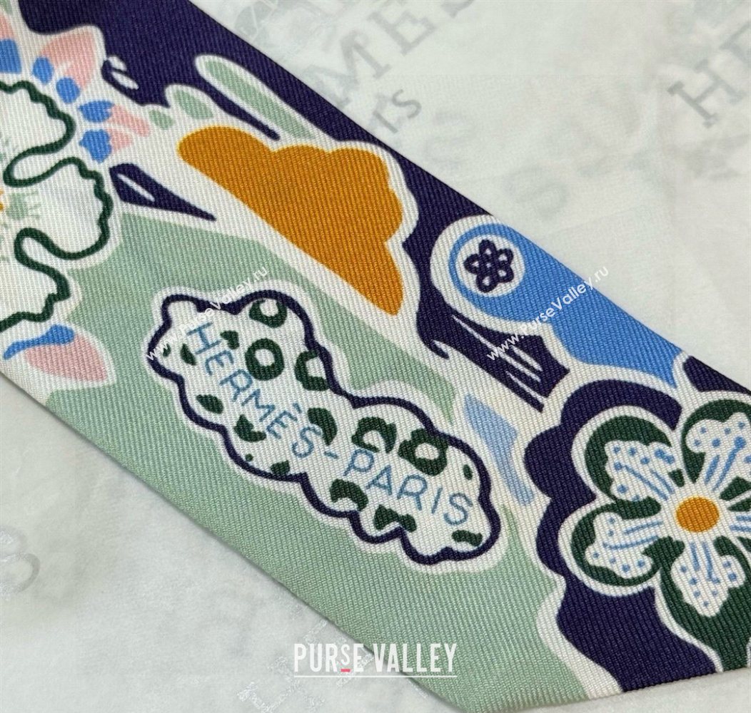 Hermes Couleur Silk Twilly Bandeau Scarf 5x86cm Blue 2026 (XMN-260106060)