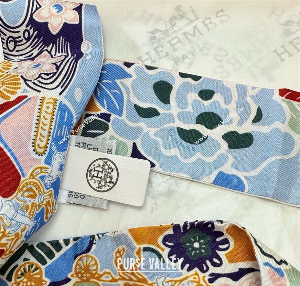 Hermes Couleur Silk Twilly Bandeau Scarf 5x86cm Blue 2026 (XMN-260106060)