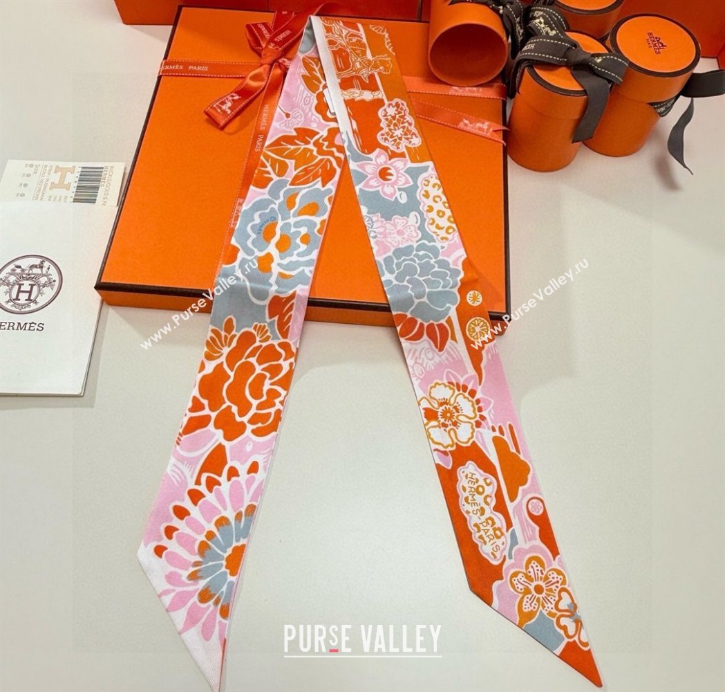 Hermes Couleur Silk Twilly Bandeau Scarf 5x86cm Orange 2026 (XMN-260106061)