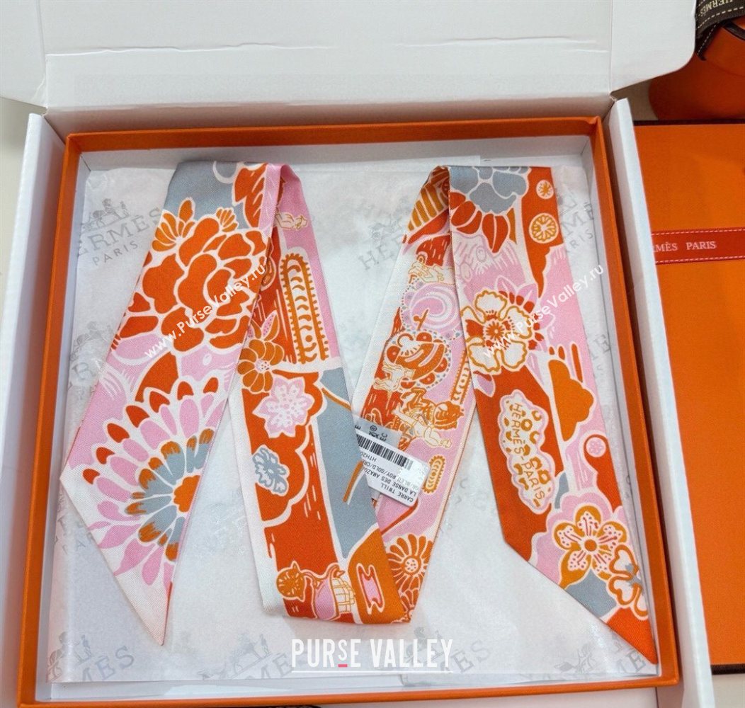 Hermes Couleur Silk Twilly Bandeau Scarf 5x86cm Orange 2026 (XMN-260106061)