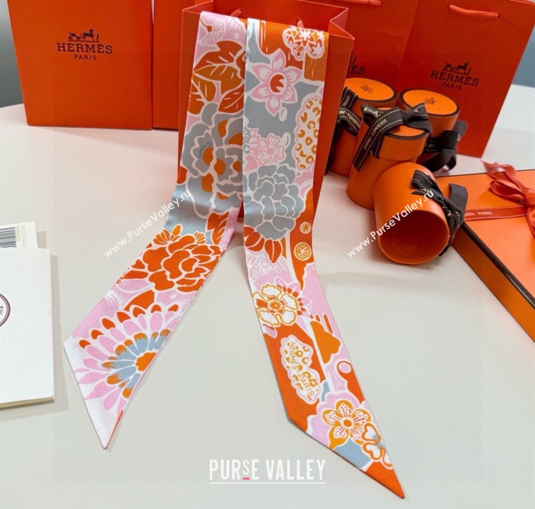 Hermes Couleur Silk Twilly Bandeau Scarf 5x86cm Orange 2026 (XMN-260106061)
