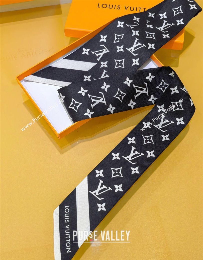 Louis Vuitton Monogram Silhouette BB Bandeau Silk Scarf 5x120cm Black 2026 M97169 (XMN-260106075)